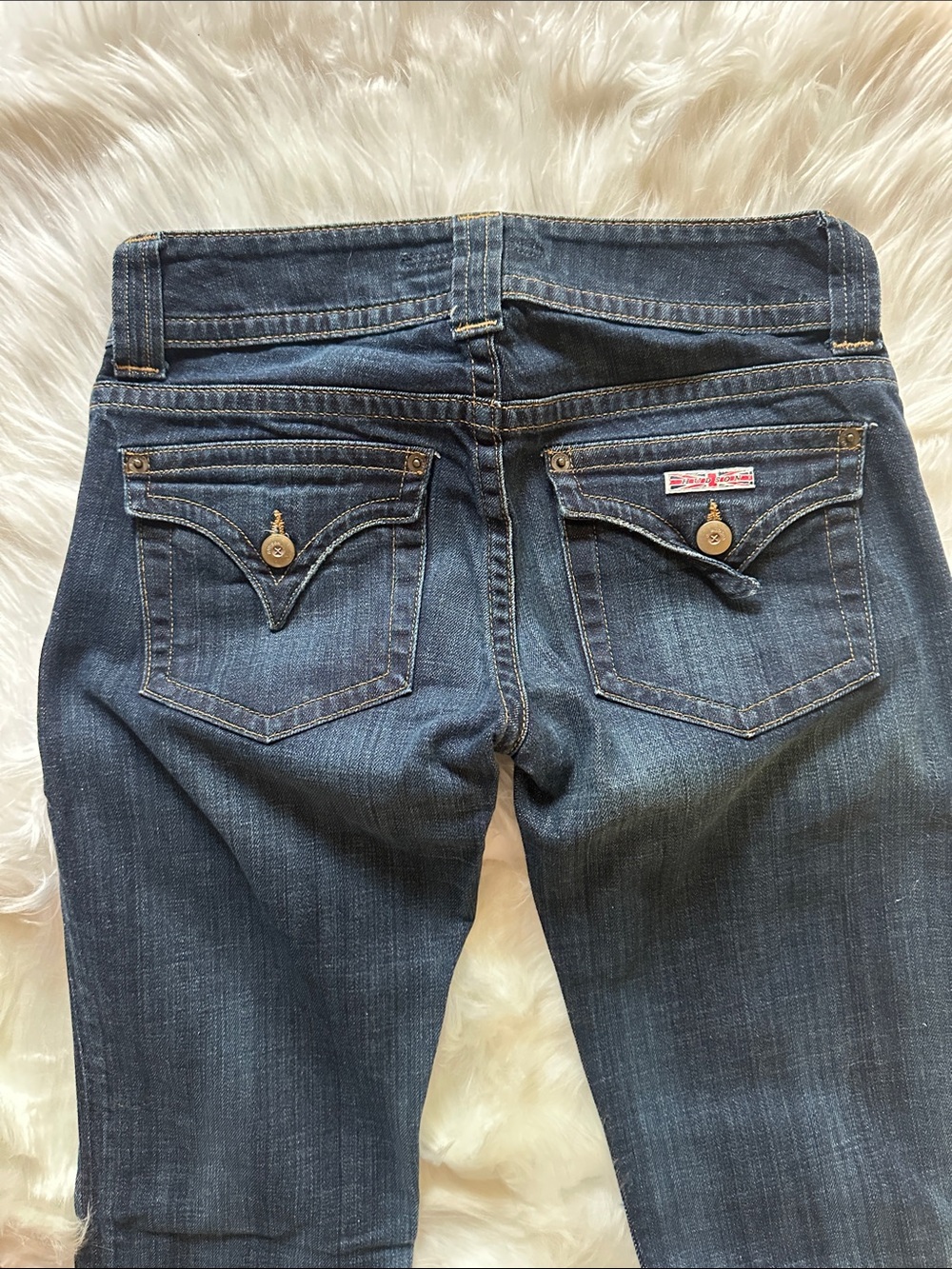 EUC Hudson Jeans Size 26 Dark Wash Bootcut Flare Signature Flap Pockets